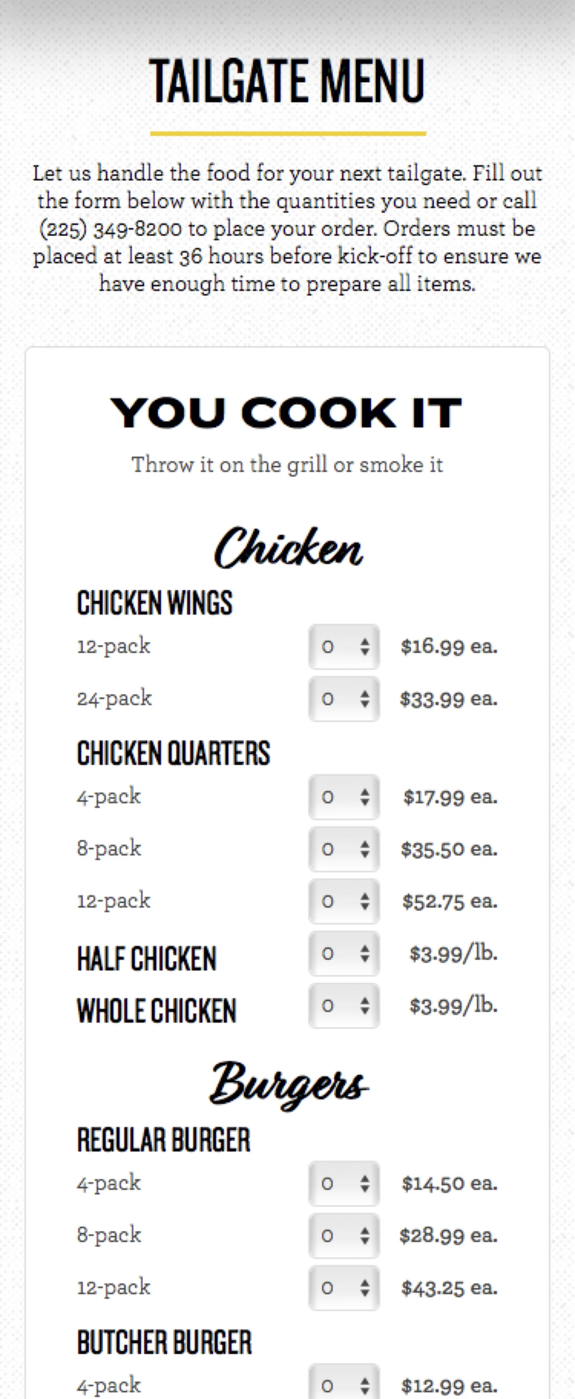 Catering Phone — mobile view