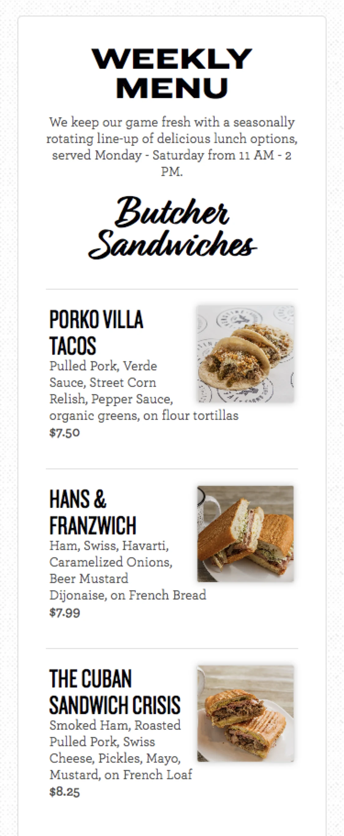 Menu Phone — mobile view